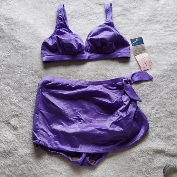 Vintage‎ Deadstock Ceeb Purple Two Piece Swimsuit NWT - Picture 1 of 16